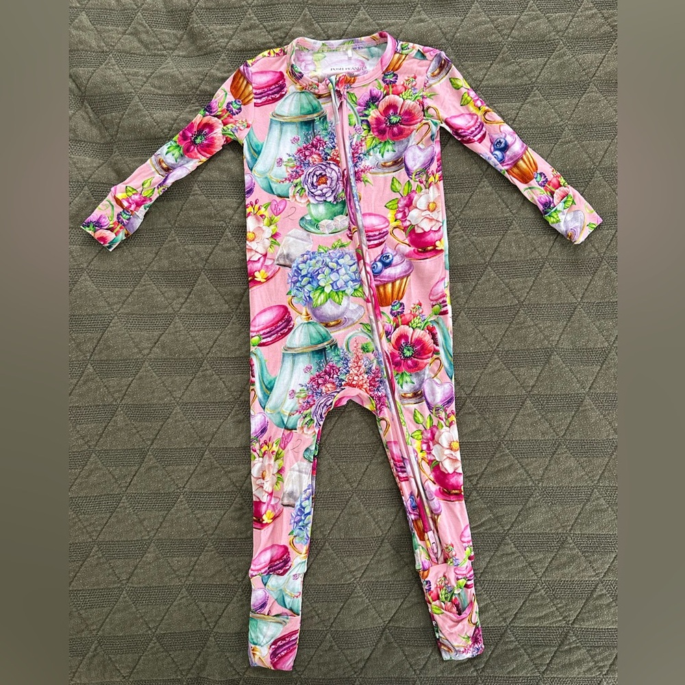 Posh Peanut Macaron Tea Party Bamboo Onesie